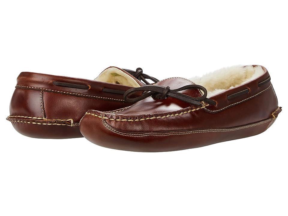 L.L.Bean Leather Double-Sole Slippers Shearling Lined Men's Shoes Product Image