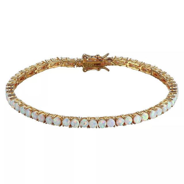 18k Gold over Silver Birthstone Tennis Bracelet, Womens Created White October Product Image