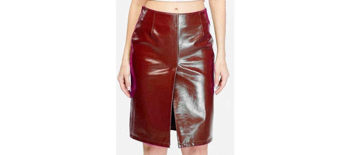 Furniq Uk Womens Leather Fashion Skirt Burgundy Product Image