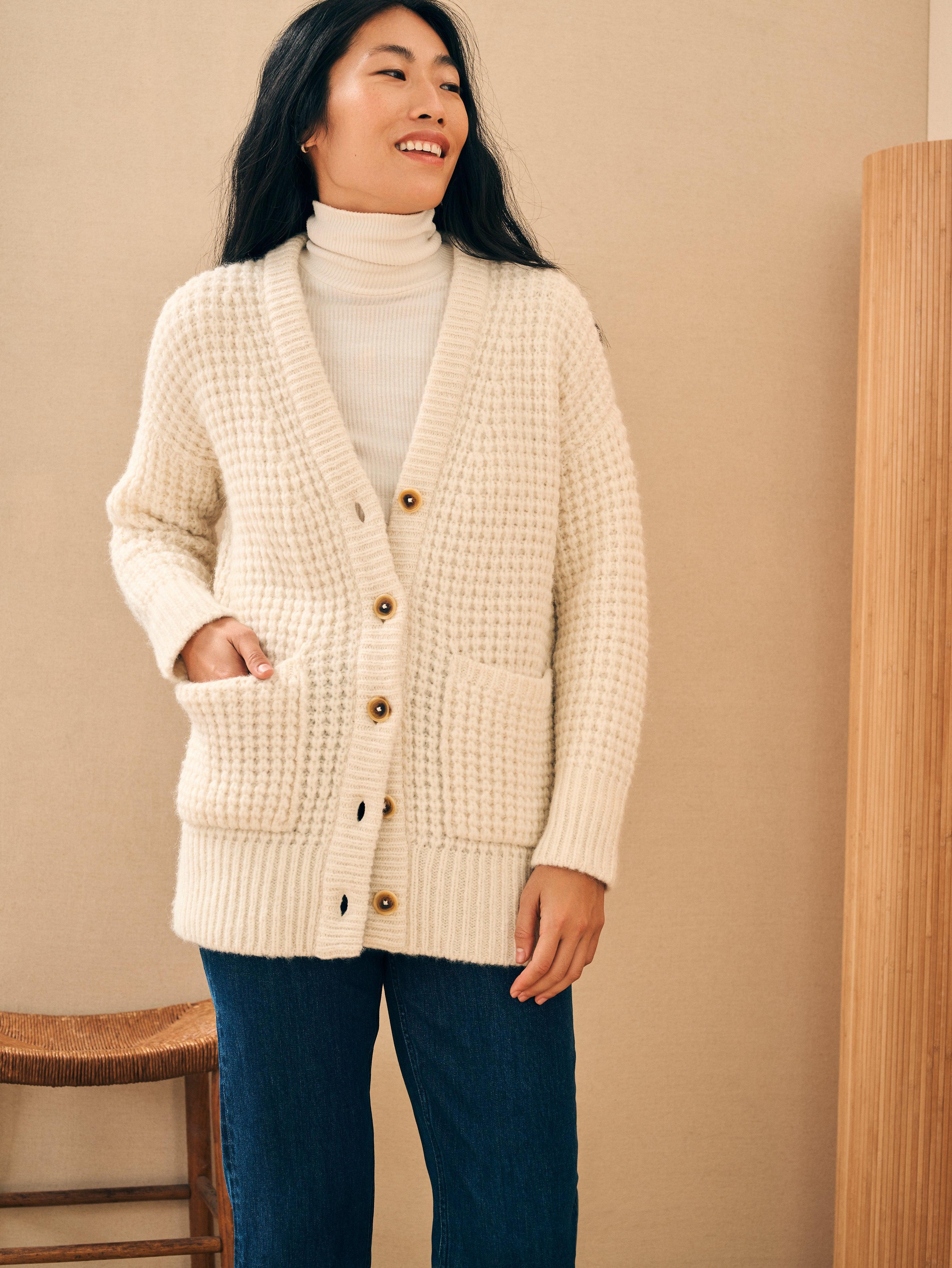 Frost Waffle Cardigan - Cream Female Product Image