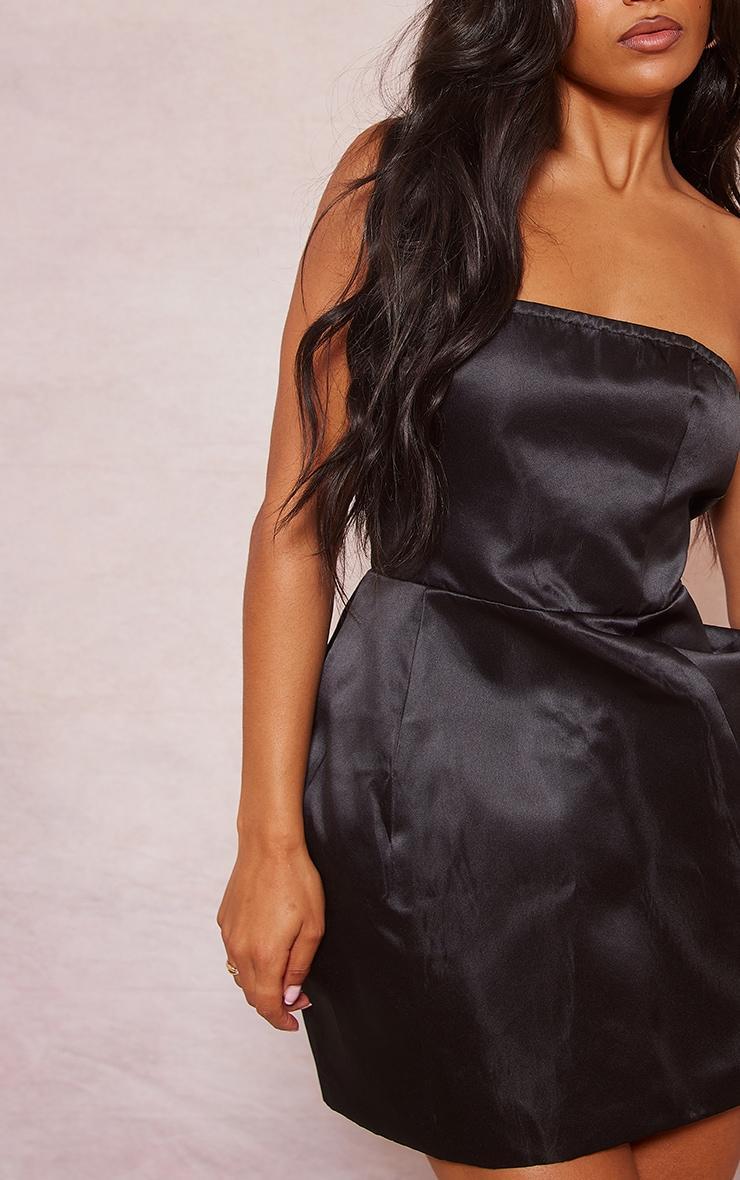 Black Satin Bandeau Shift Dress Product Image