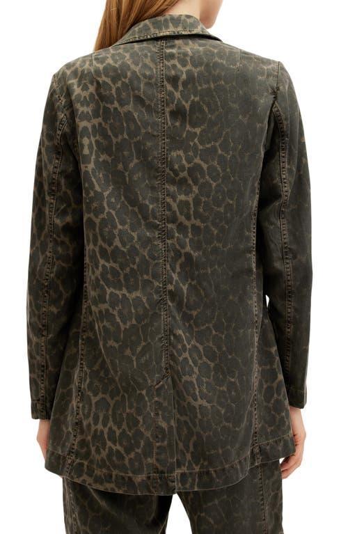 Aleida Denim Blazer In Leopard Green Product Image