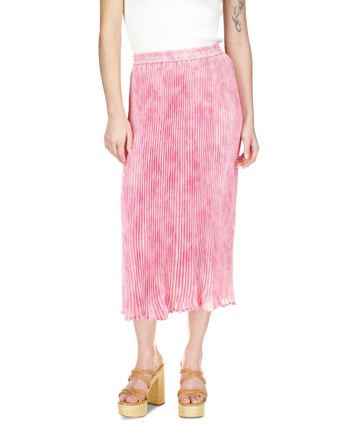 Women's Tonal-Print Pleated Midi Skirt Product Image