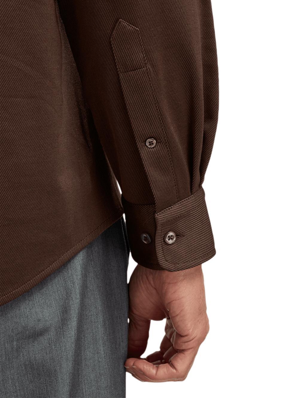 Cotton Blend Button Front Polo - Brown Product Image