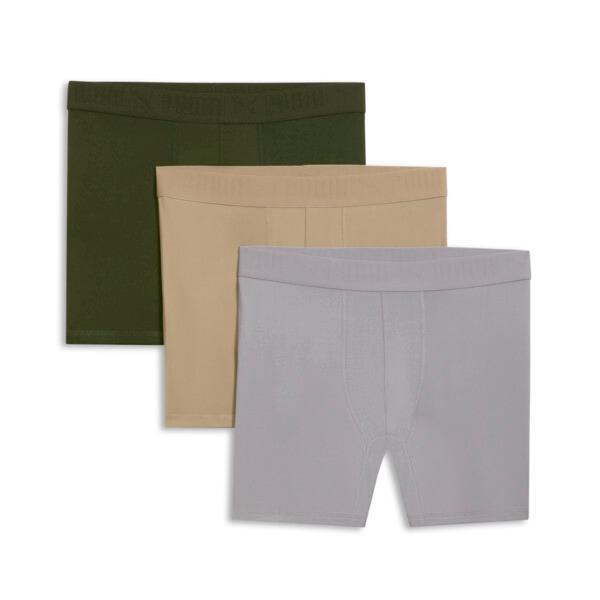 PUMA Men's Ultra Soft Boxer Briefs 3 Pack in Olive/Khaki Product Image