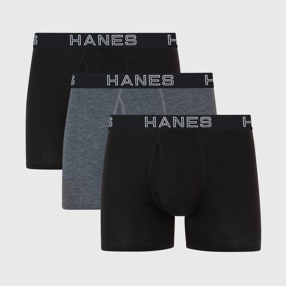 Hanes Premium Mens 3pk Trunks Total Support Pouch - Black M Product Image