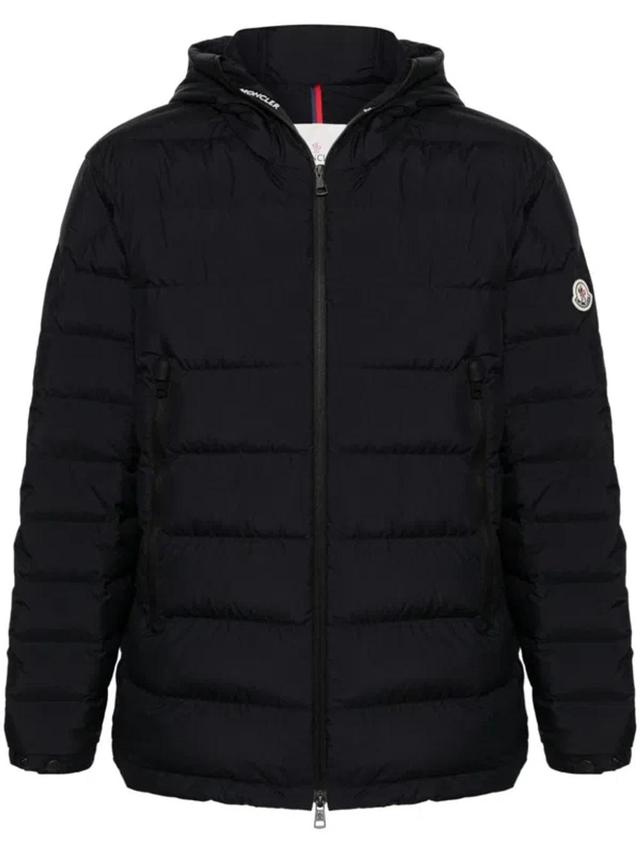 Modern Short Down Jacket With Hood In Blue Product Image