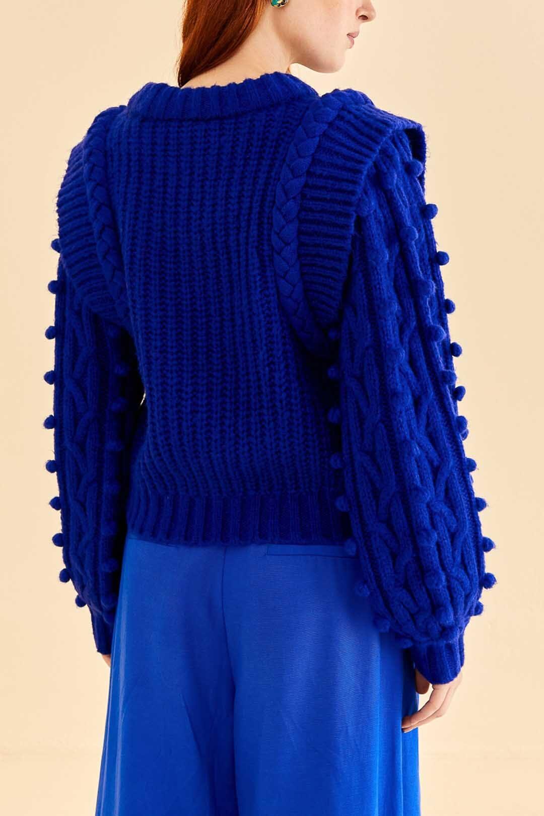 Blue Braided Sweater Product Image