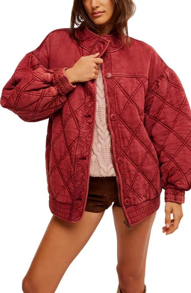 Juno Quilted Cotton Jacket In Port Product Image