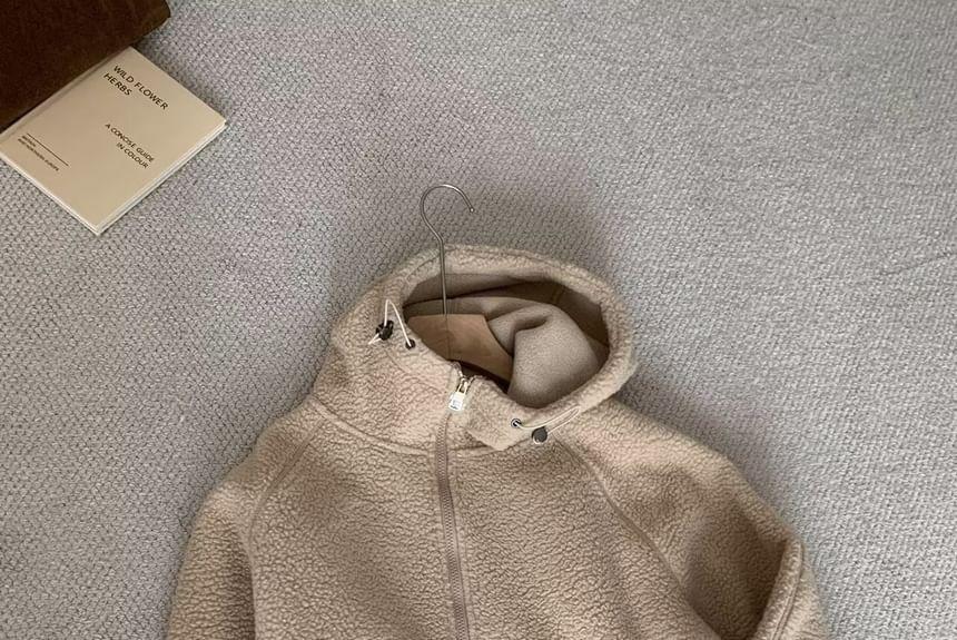 Plain Fleece Zip-Up Hoodie Product Image