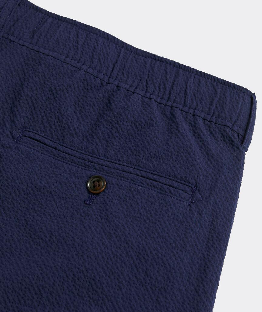 Seersucker Pleated Pull-On Pants Product Image