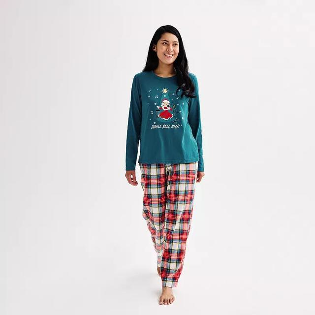 Petite Jammies For Your Families Jingle Bell Rock Mrs. Claus Pajama Top & Fleece Pajama Bottoms Set, Womens Product Image