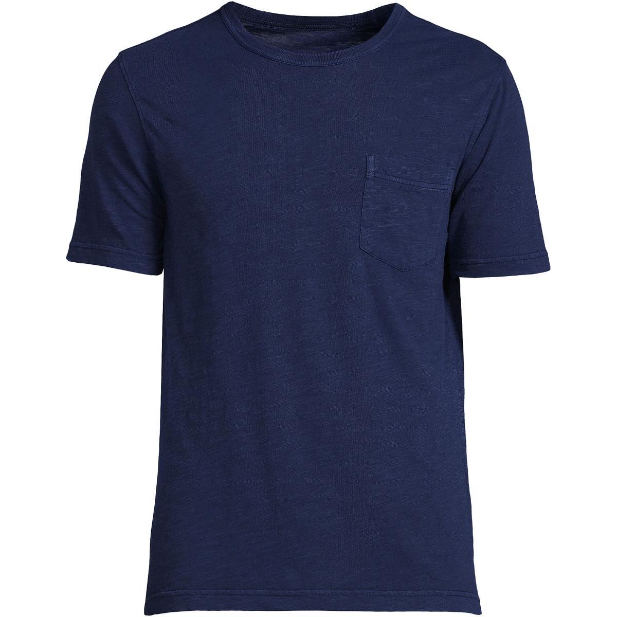 Big & Tall Lands End Garment Dye Slub Pocket Tee, Mens White Product Image