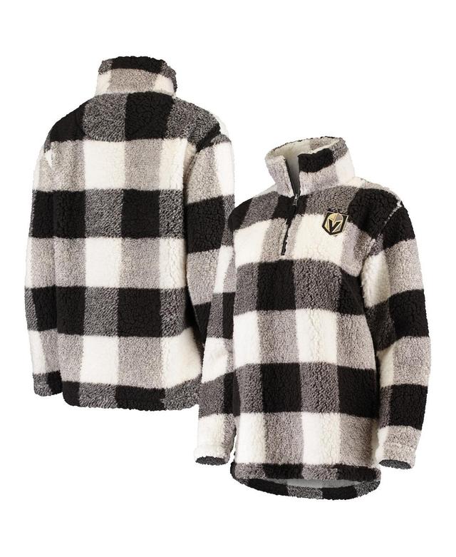 Womens G-III 4Her by Carl Banks Black/White Vegas Golden Knights Plaid Sherpa Quarter-Zip Jacket Product Image