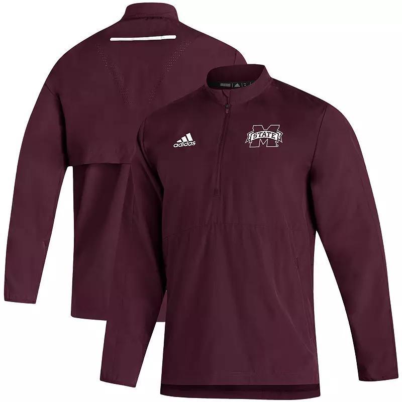 Mens adidas Maroon Mississippi State Bulldogs 2021 Sideline AEROREADY Quarter-Zip Jacket Product Image