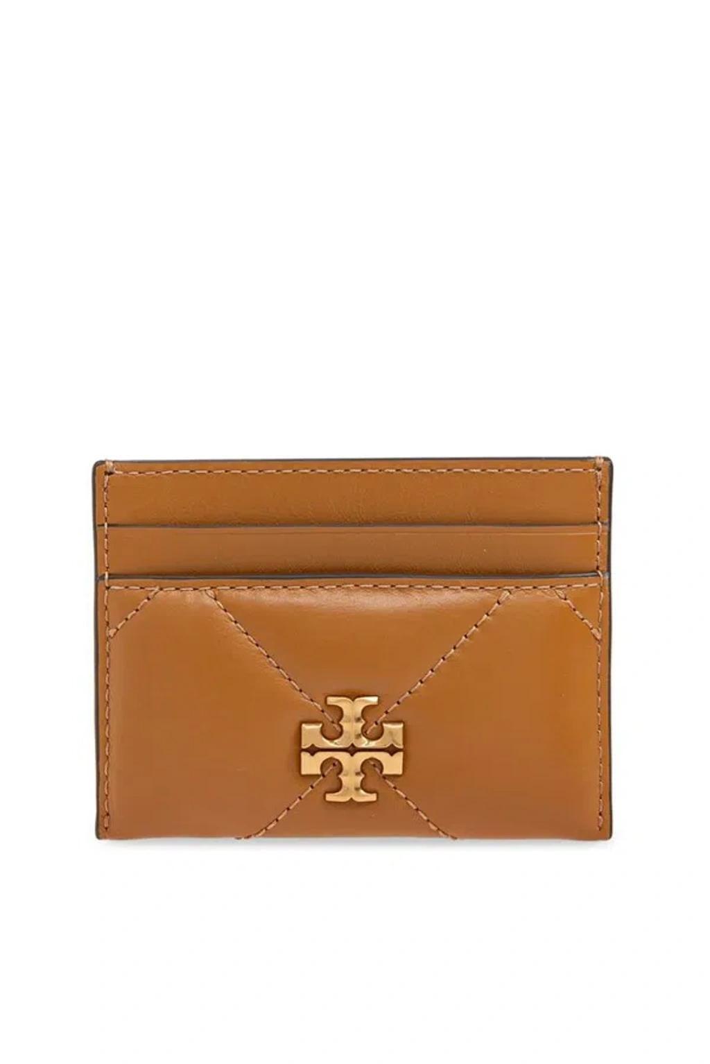 TORY BURCH Logo Plaque Quilted Card Case In Brown Product Image