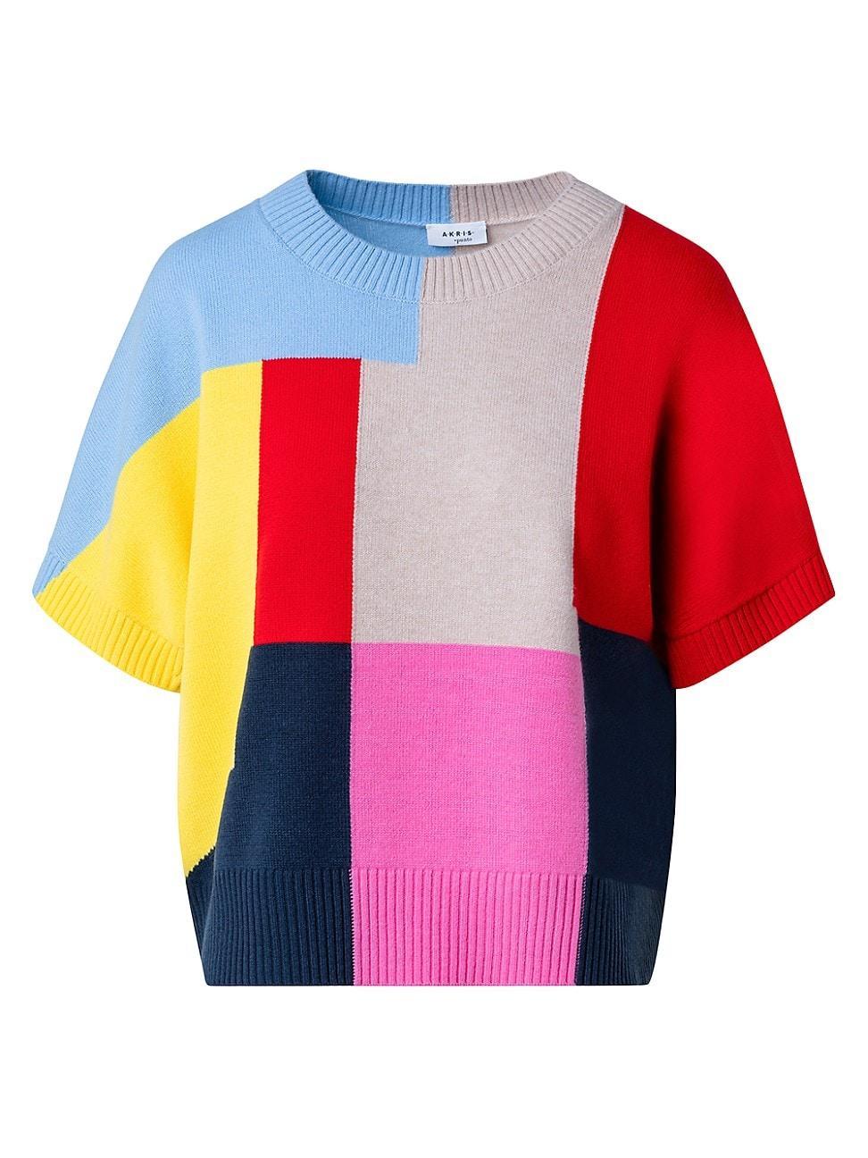 Womens Colorblocked Wool Pullover Sweater Product Image