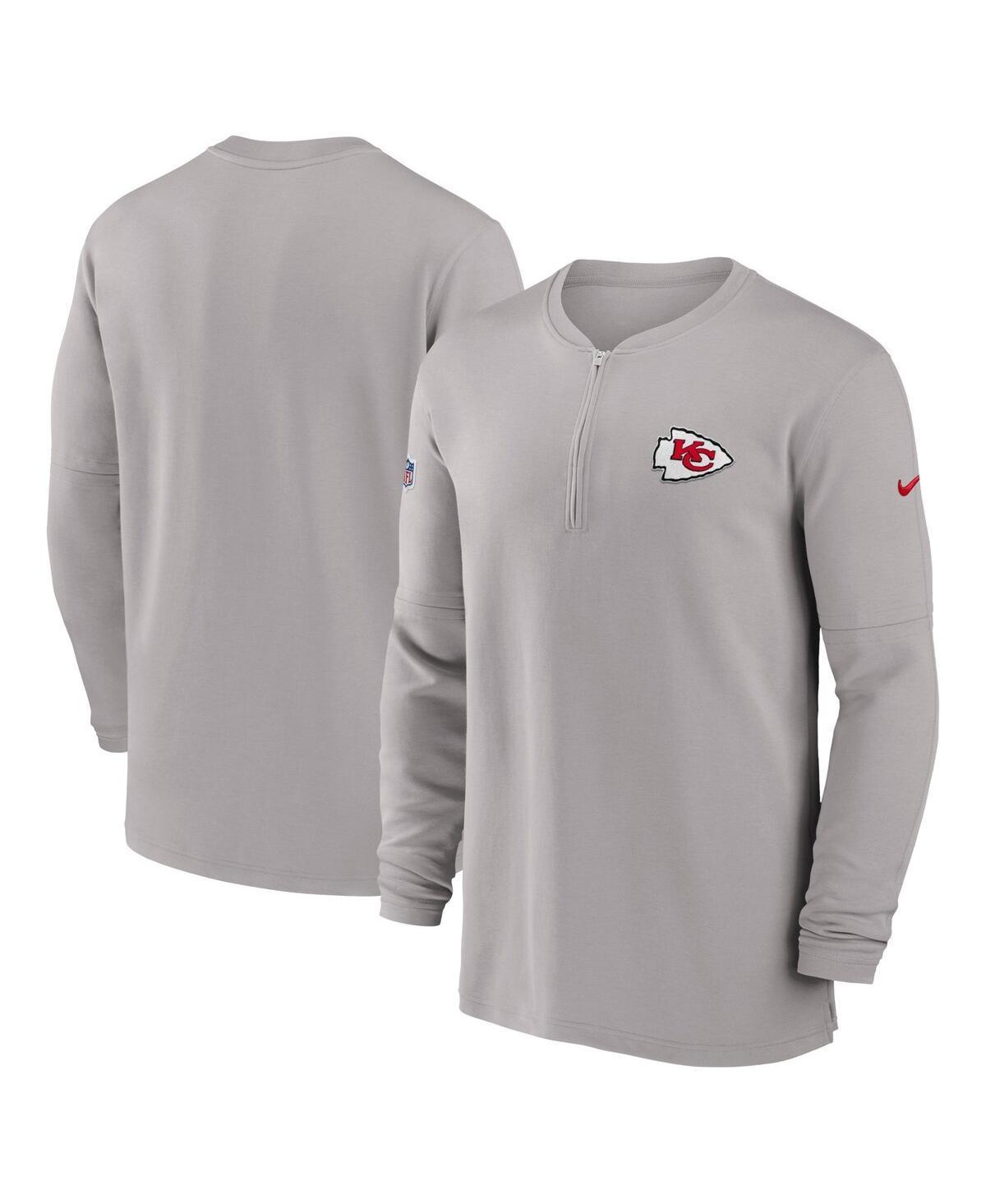 NIKE Men's  Gray Kansas City Chiefs 2023 Sideline Performance Long Sleeve Quarter-zip Top Product Image