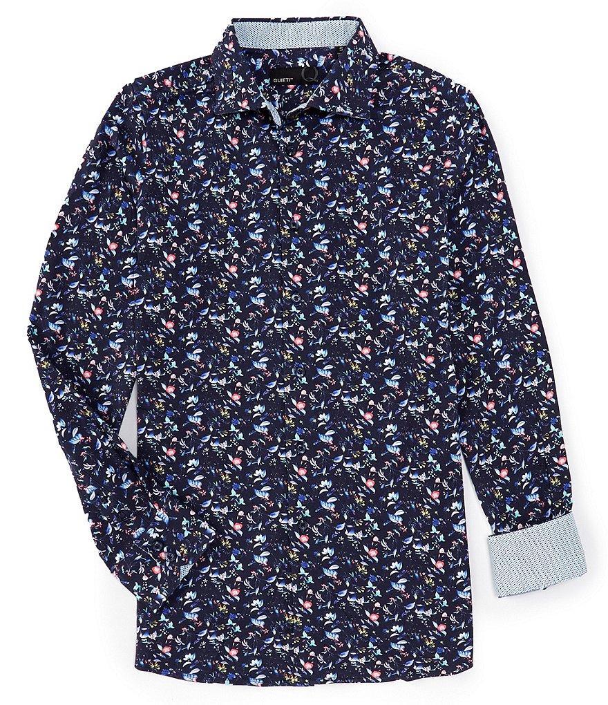 Quieti Performance Stretch Floral Print Long Sleeve Woven Shirt Product Image