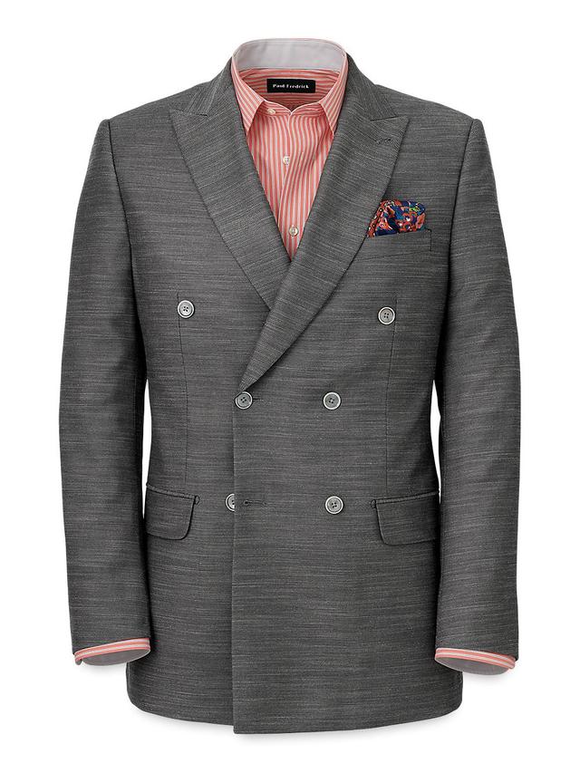 Performance Blend Double Breasted Peak Lapel Suit Jacket - Charcoal Product Image