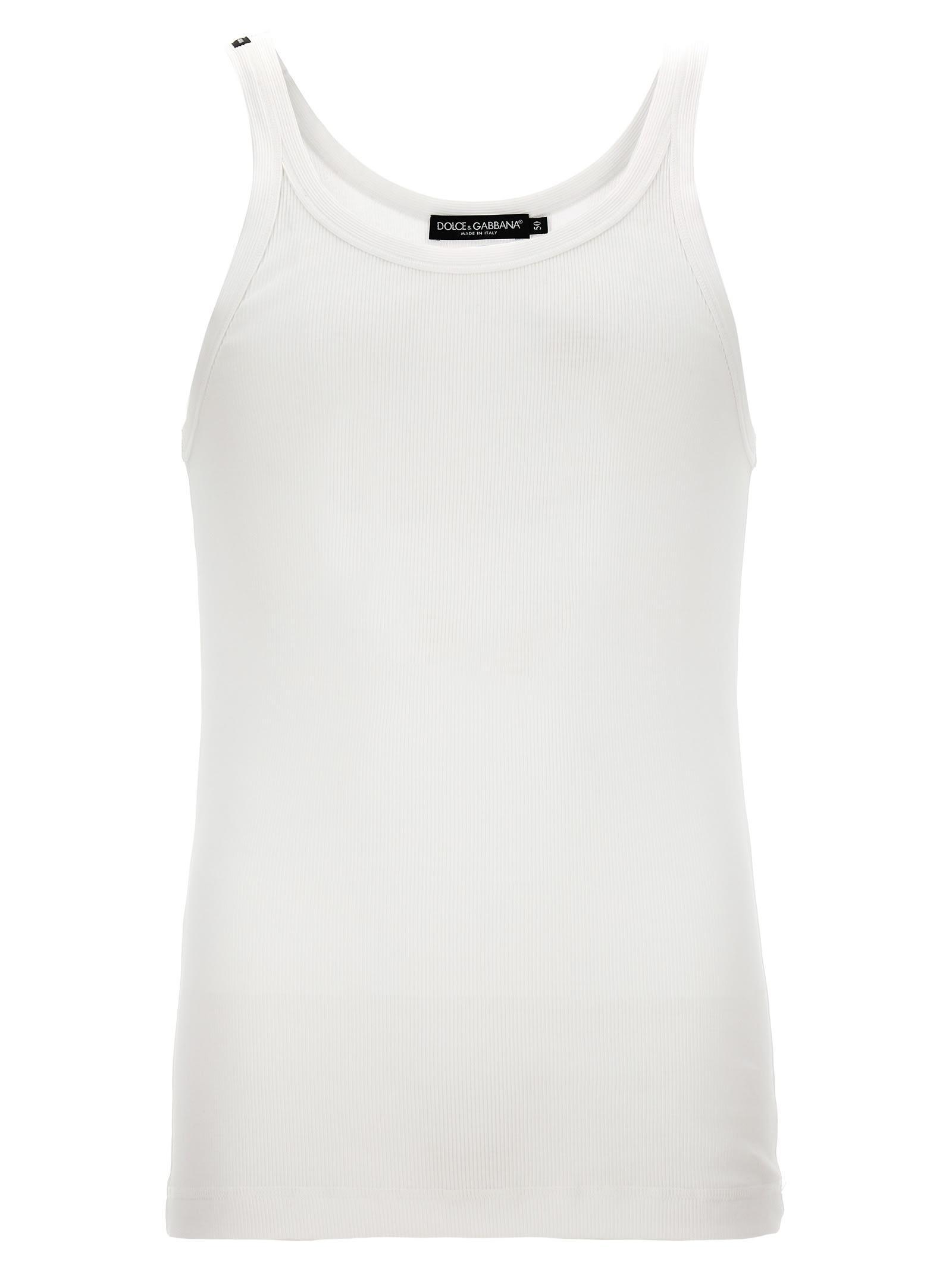 Ribbed Tank Top In White Product Image