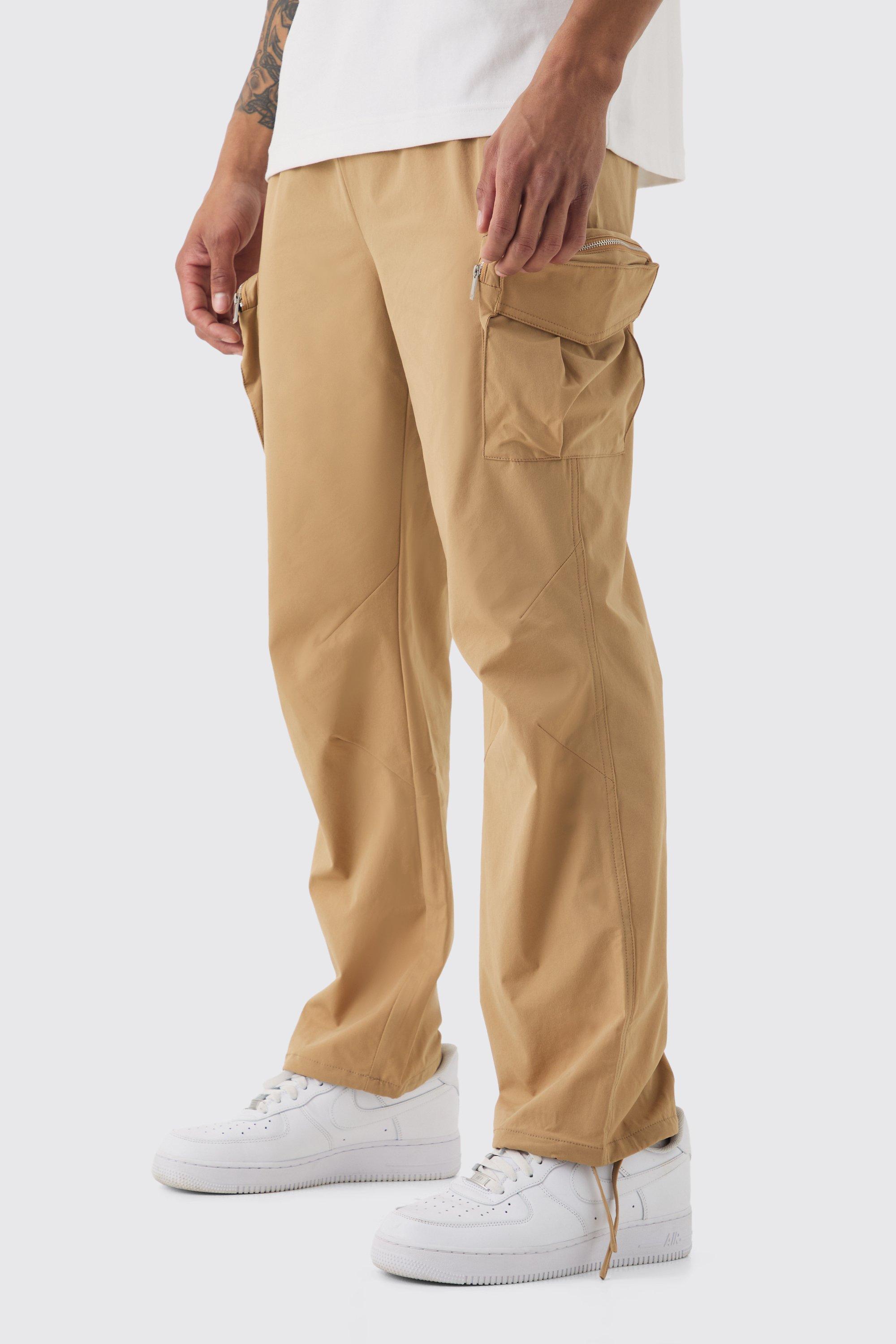 Technical Stretch Straight Fit Cargo Trousers | boohooMAN USA Product Image