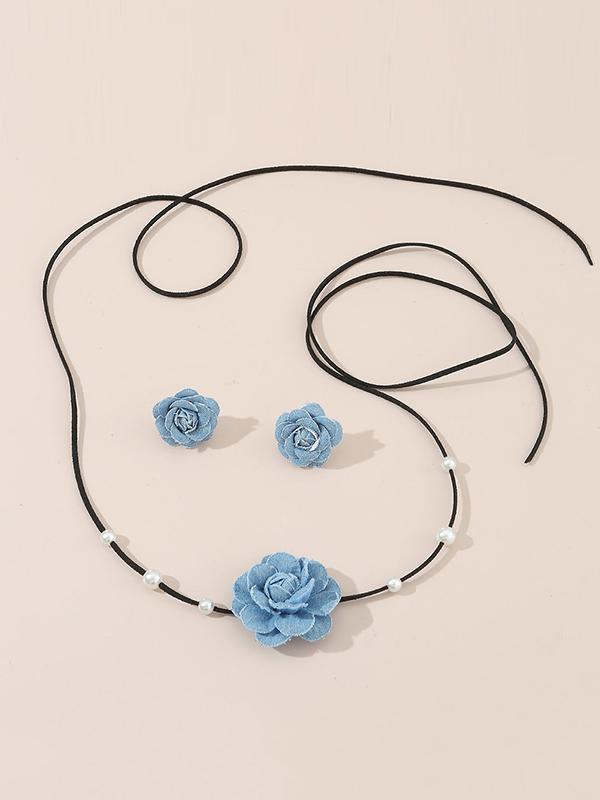 Beaded Flower Shape Dainty Necklace Earrings Accessories Necklaces Accessories Product Image