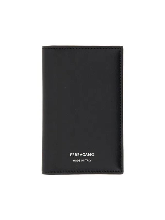 FERRAGAMO Bi-fold Leather Cardholder In Black Product Image