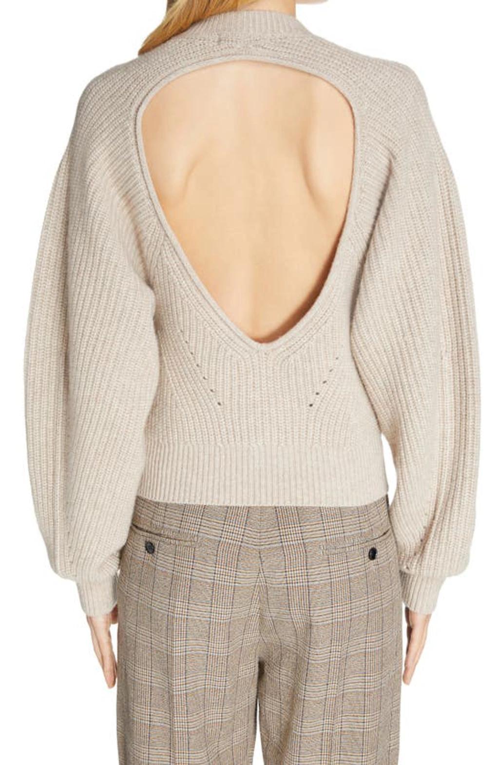 ISABEL MARANT Palma Slash-cutout Rib Cashmere Pullover In Beige Product Image