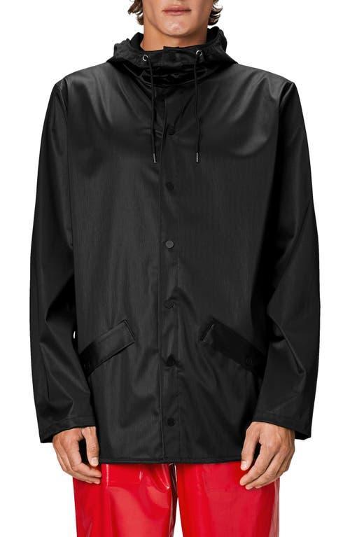 Rains 12010 unisex waterproof short jacket in black Product Image