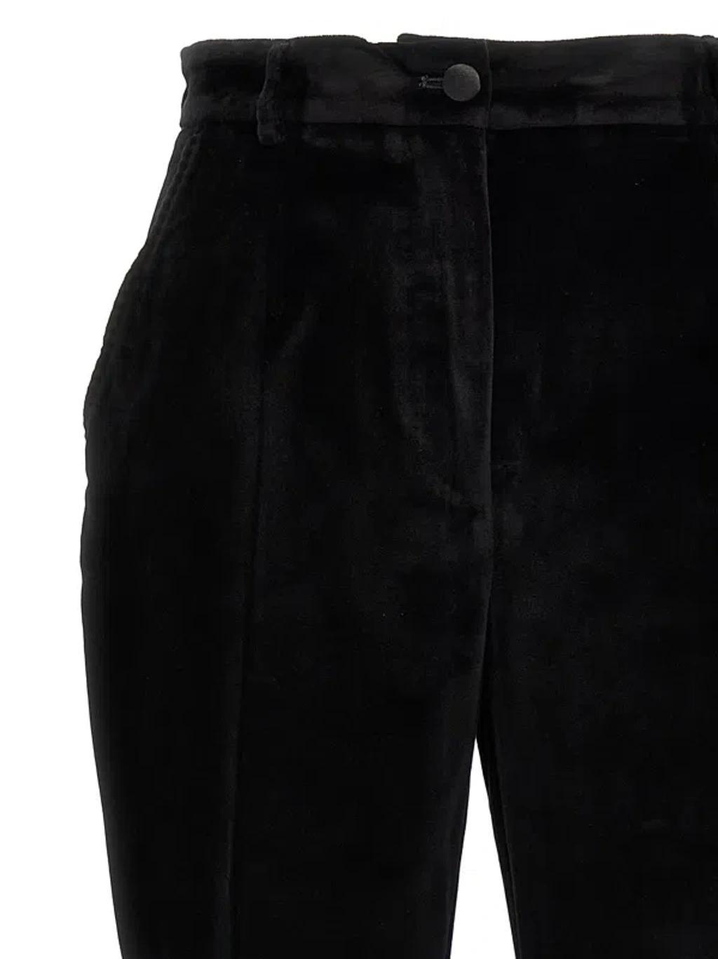 Velvet Tuxedo Pants In Black Product Image