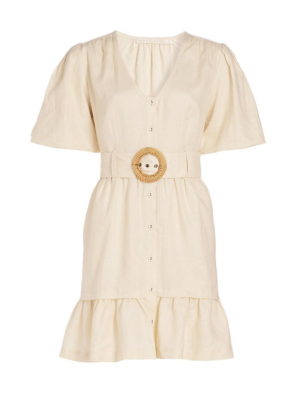 Womens Gwyneth Tie-Waist Linen Minidress Product Image