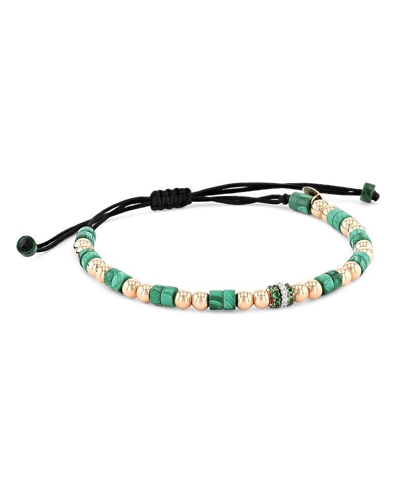 Mens Smart Casual 18K Rose Gold & Multi-Gemstone Beaded Rope Bracelet Product Image