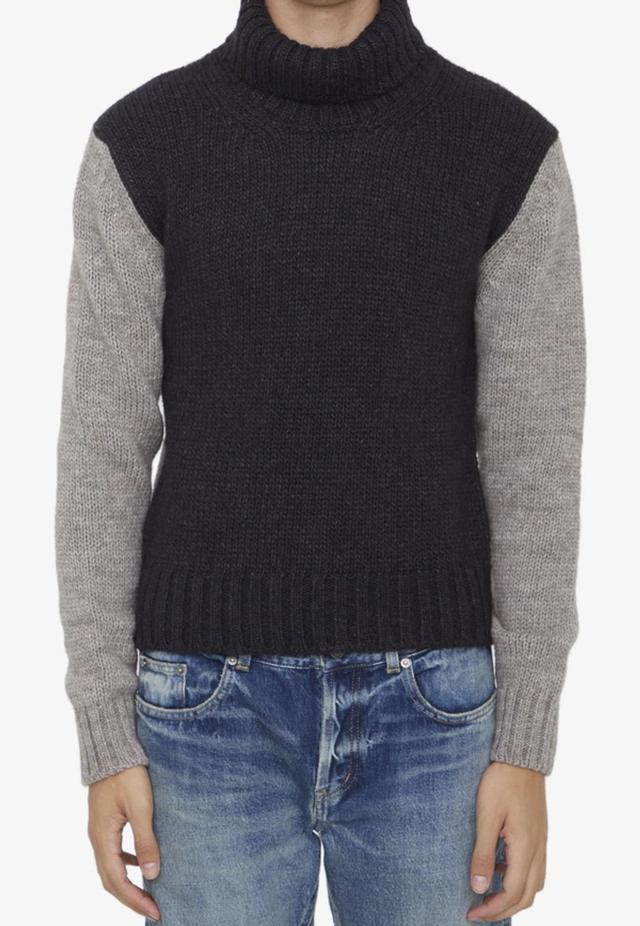 Bi-color Wool Sweater In Multicolor Product Image