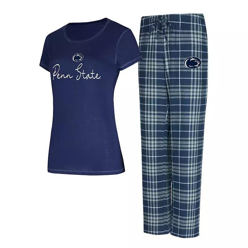 Womens Concepts Sport Penn State Nittany Lions Vector T-Shirt & Flannel Pants Sleep Set Blue Product Image