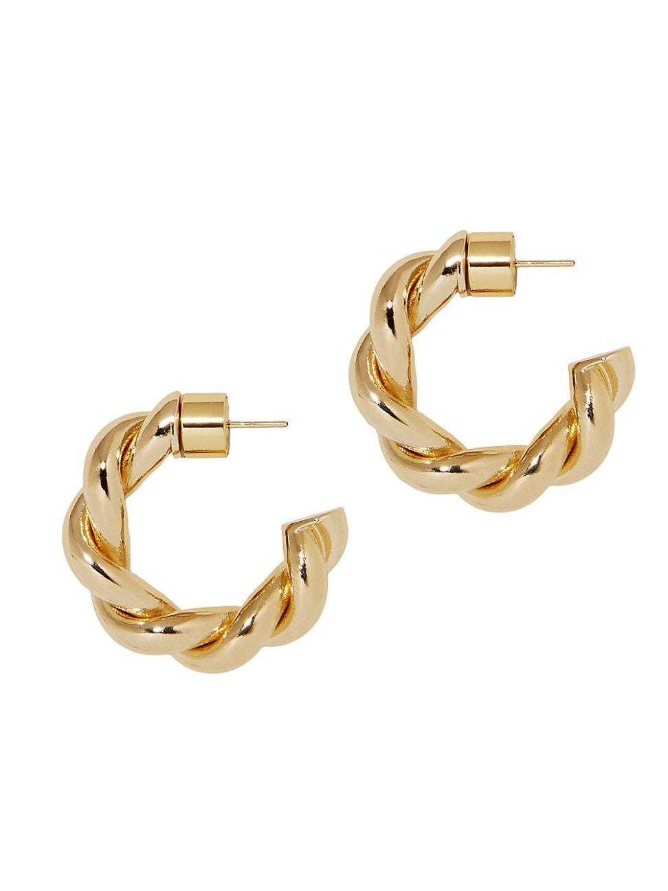 Womens Twisted Lilly 10K-Gold-Plated Huggie Earrings Product Image