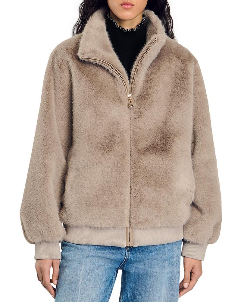 Sandro Babel Faux Fur Jacket Product Image