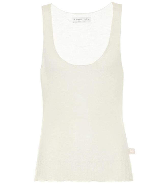 Ribbed Cotton-blend Jersey Tank Top In Chalk Product Image