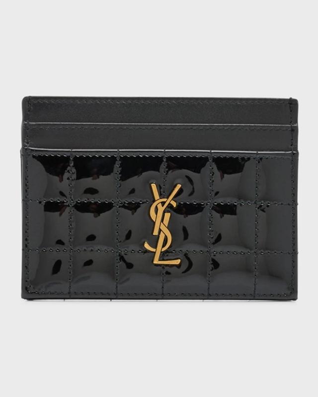 SAINT LAURENT Ysl Quilted Patent Card Holder In Nero Product Image