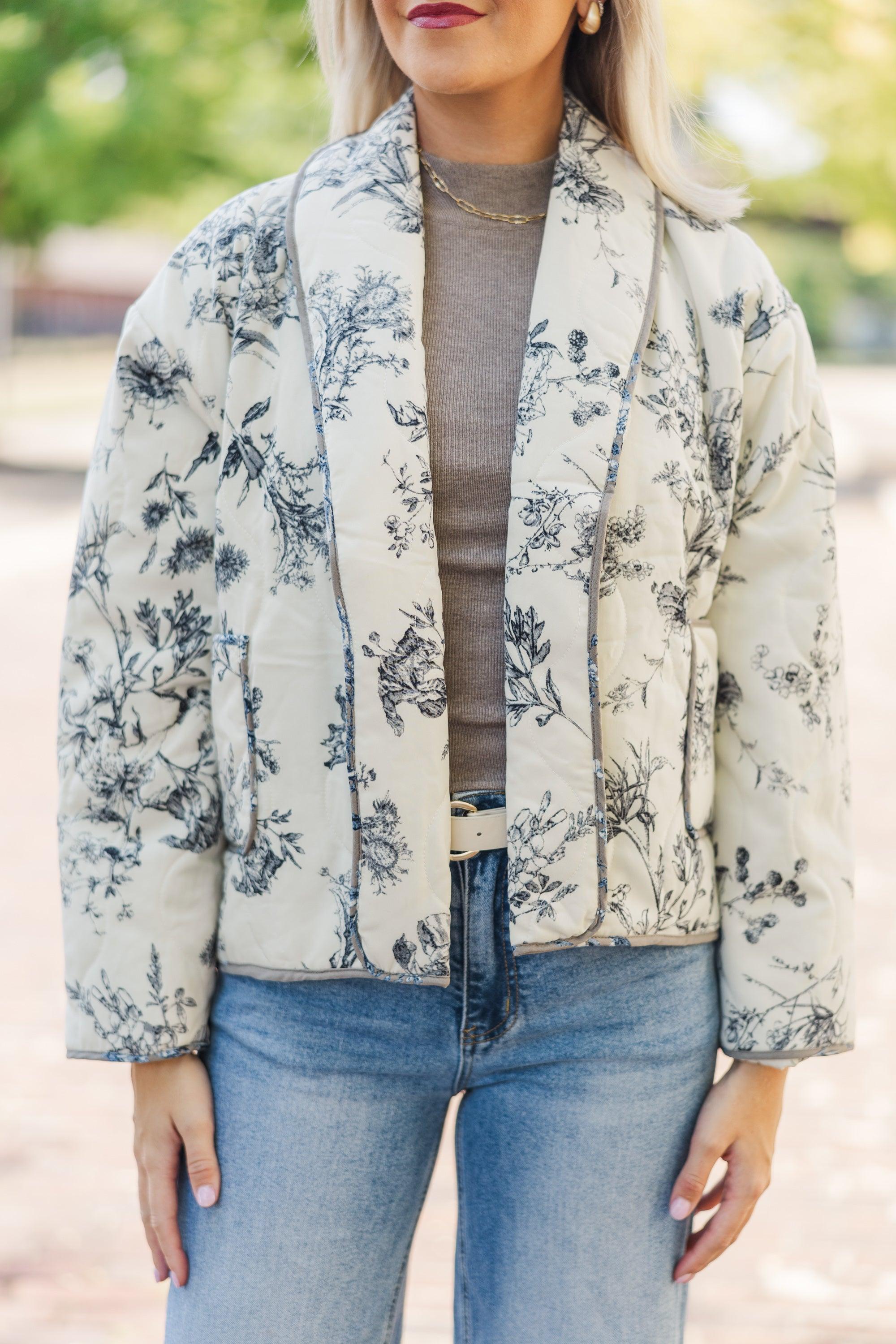 Take Your Advice Taupe Toile Jacket Female Product Image