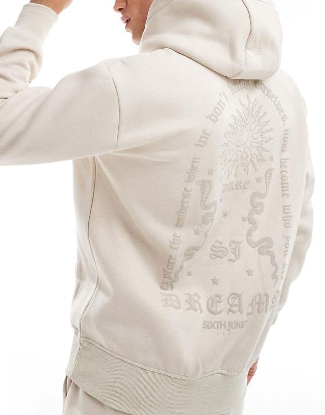 Sixth June back print Dream hoodie in beige Product Image