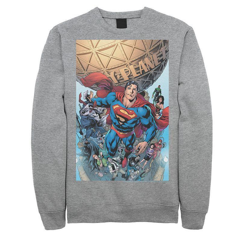 Mens Justice League Daily Planet Group Shot Sweatshirt Athletic Grey Product Image