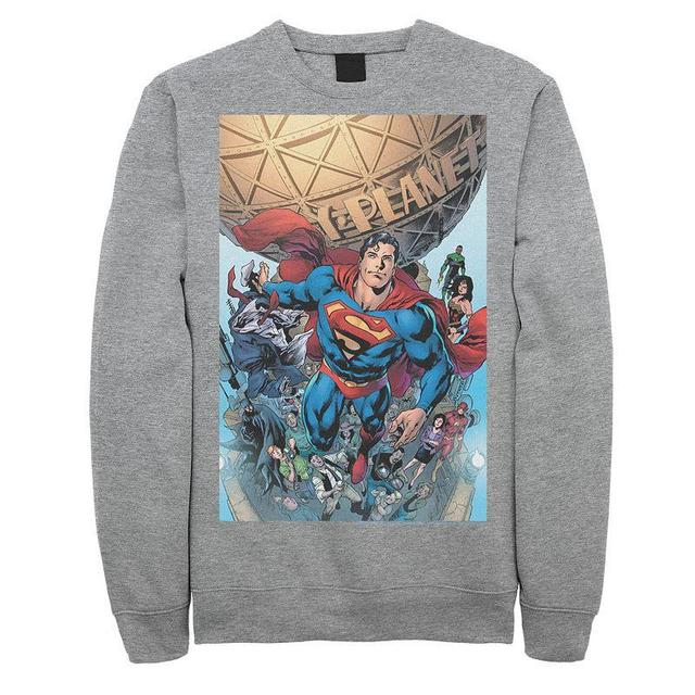 Mens Justice League Daily Planet Group Shot Sweatshirt Med Grey Product Image