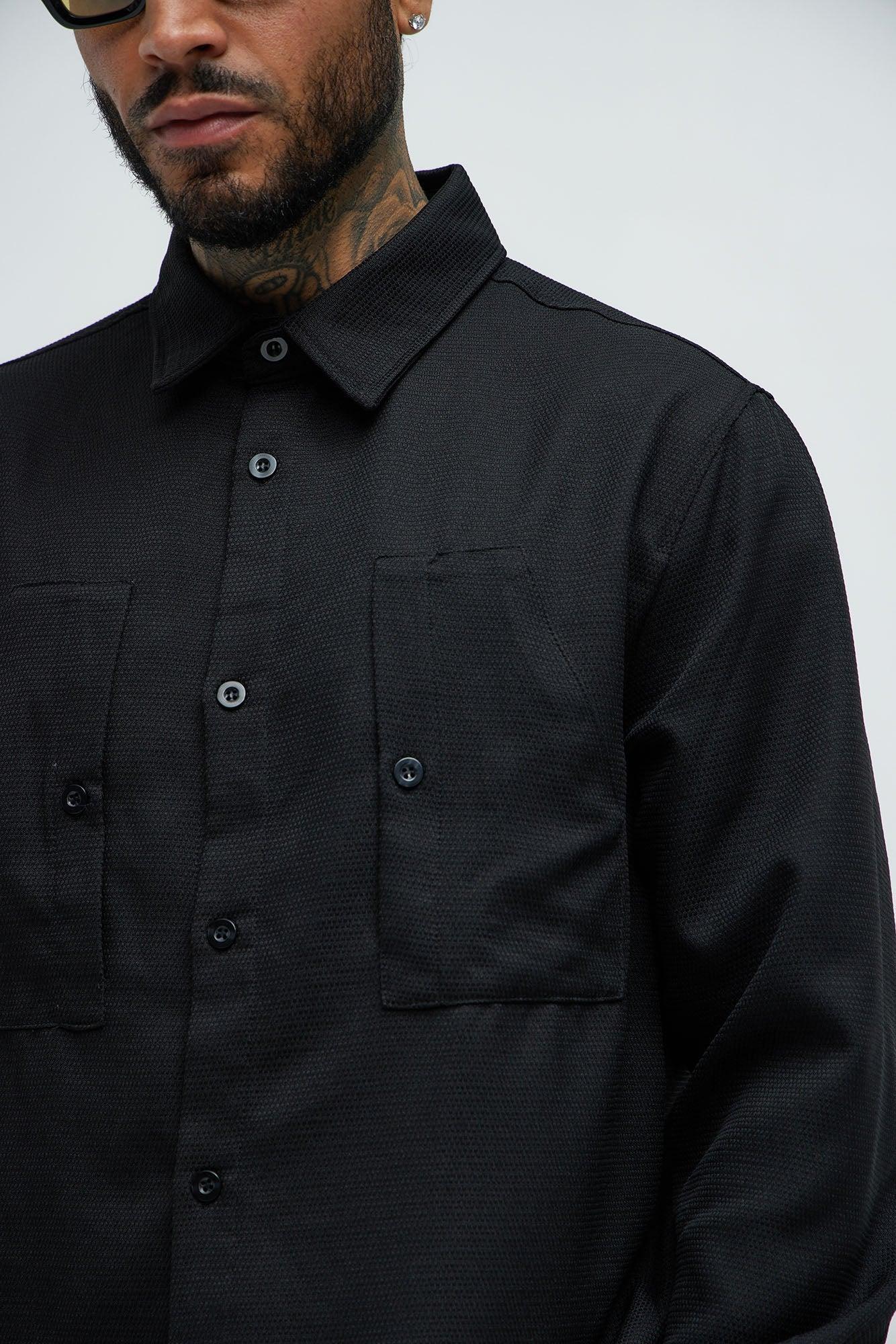 Kerr Textured Overshirt - Black Product Image