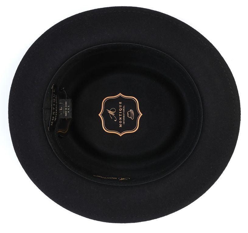 Black Wide Brim Fedora with Feather Accents Product Image