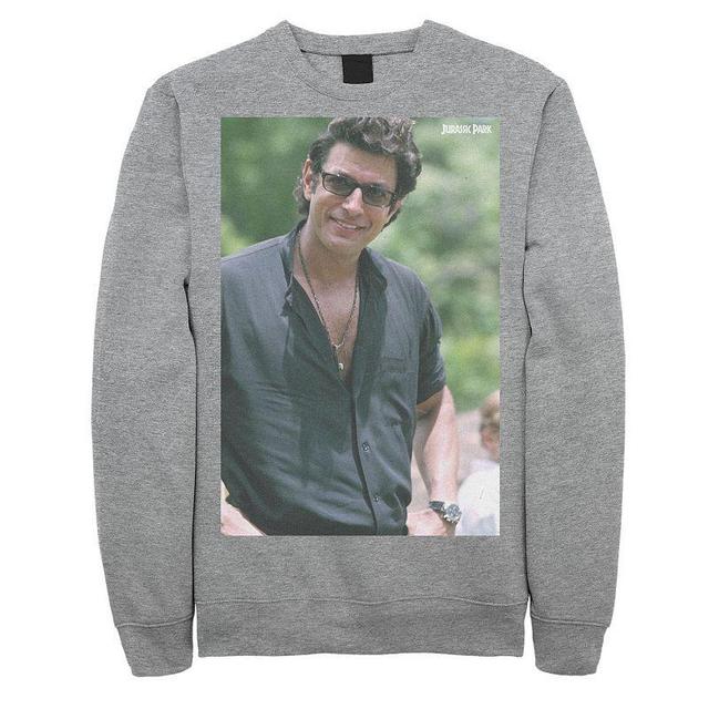 Mens Jurassic Park Jeff Goldblum Smile Poster Style Sweater Athletic Grey Product Image