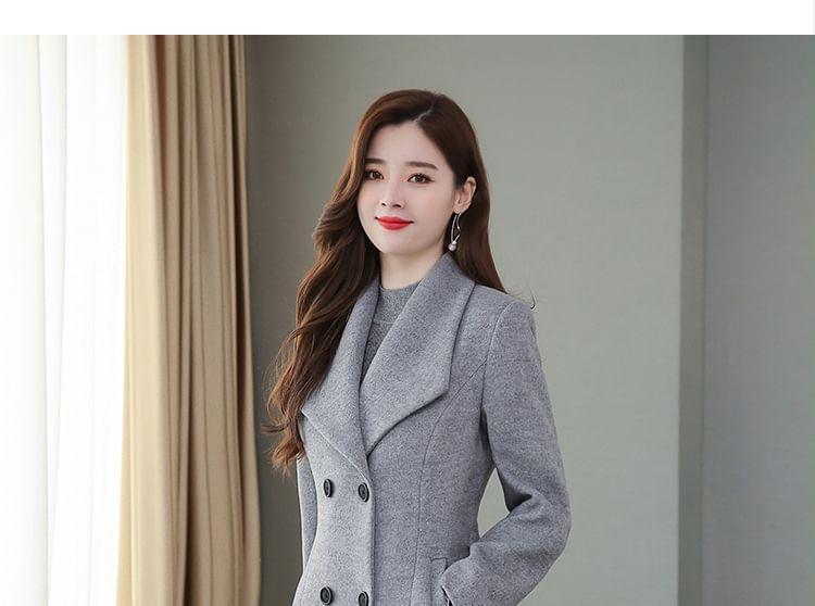 Long Sleeve Lapel Neck Double-Breasted Coat Product Image