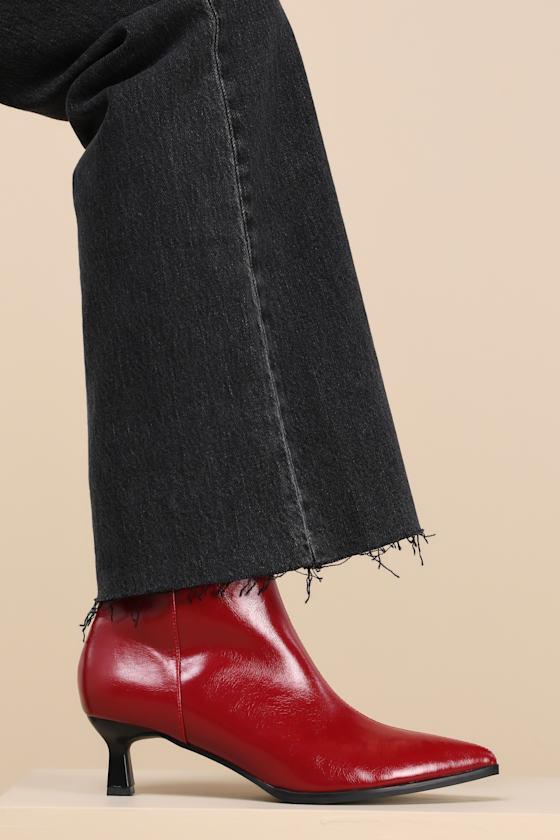 Portwood Red Kitten Heel Ankle Booties Product Image