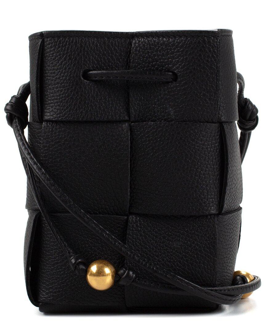 BOTTEGA VENETA Black Intrecciato Leather Mini Cassette Bucket Bag (authentic  ) Product Image