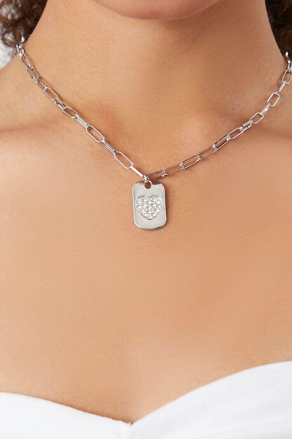 Rhinestone Heart Dog Tag Necklace | Forever 21 Product Image